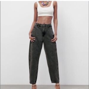 MANGO MNG Regina Slouchy High Rise Jeans Faded Black Size 2